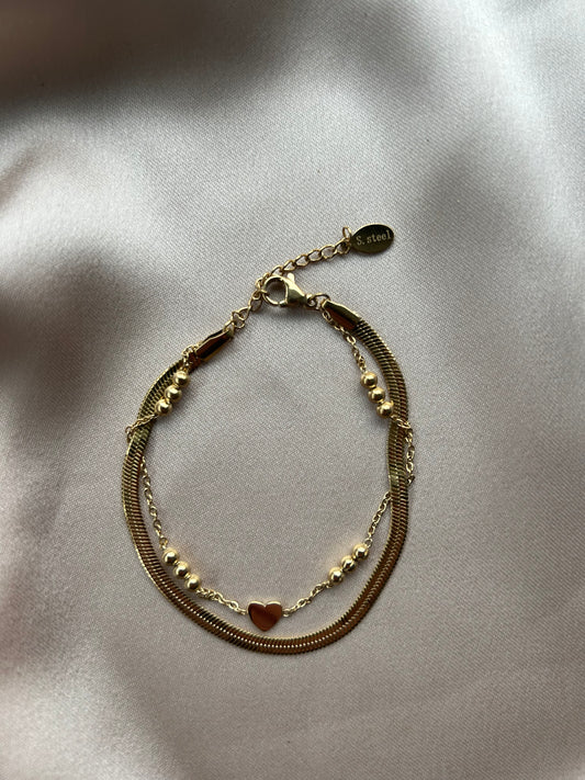 Armband dubbel hartje